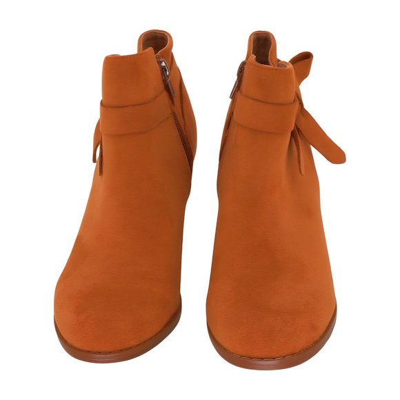 Kaensi Brown Tie-Accent Block-Heel Bootie Womens Shoes, Brown, Size 6 - Picture 4 of 5